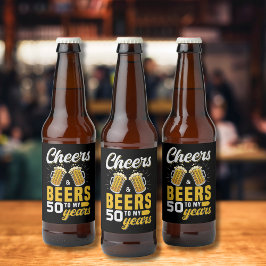 Rótulo Para Garrafa De Cerveja Cheers and Beers to my 50 Years, Any Birthday