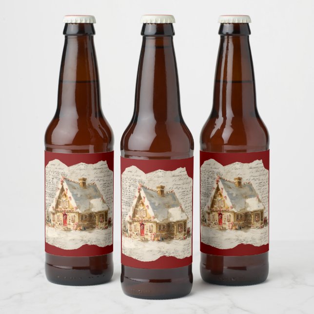 Rótulo Para Garrafa De Cerveja Christmas toile Santa  (Garrafas)