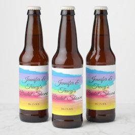 Rótulo Para Garrafa De Cerveja Chuva de Cores Elegante para Chá de Noiva Personal
