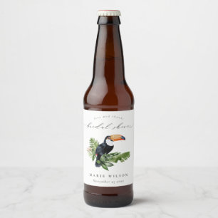 Rótulo Para Garrafa De Cerveja Chuva Elegante de Toucan da Floresta Tropical para