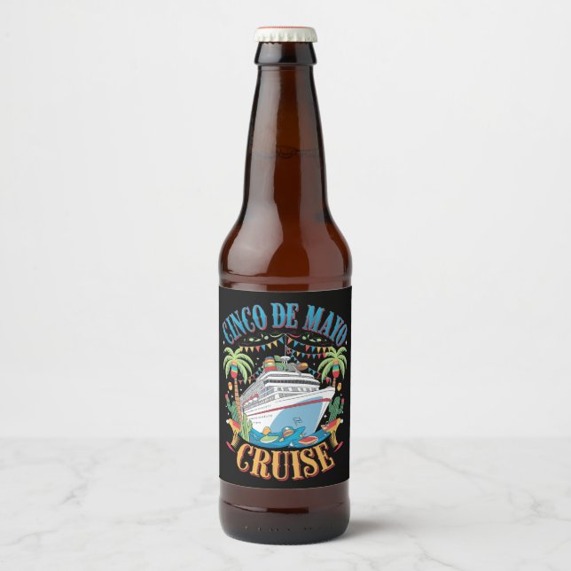 Rótulo Para Garrafa De Cerveja Cinco De Mayo Cruise México Navio Mexicano Fiesta (Frente)