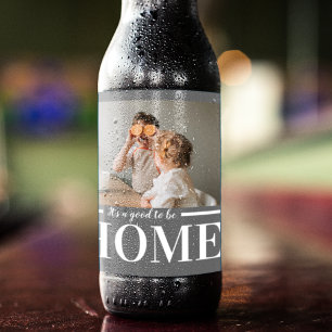 Rótulo Para Garrafa De Cerveja Cinza de Fotos Moderna É bom estar em casa com o 
