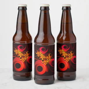 Rótulo Para Garrafa De Cerveja Círculos Coloridos Padrão Moderno de Arte Abstrato