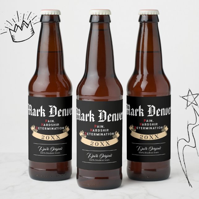 Rótulo Para Garrafa De Cerveja Citação de Conclusão de PHD Dor, Dificuldade, Dete (Criador carregado)