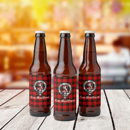 Rótulo Para Garrafa De Cerveja Clan MacQueen Crest Badge & Tartan Bottle Label