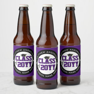 Rótulo Para Garrafa De Cerveja Classe Real Elegante de Púrpura de 2020