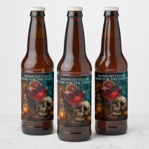 Rótulo Para Garrafa De Cerveja Cocktail de Caveira Gótica Boo Ze Night