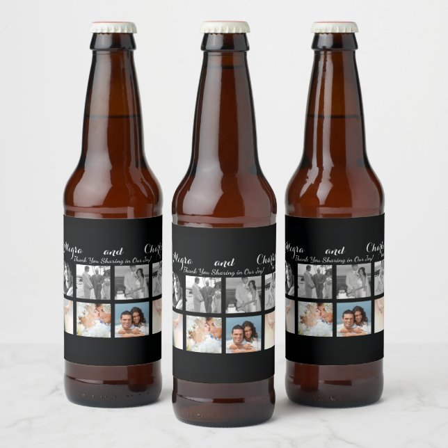 Rótulo Para Garrafa De Cerveja Colagem de Casamento de Fotos Personalizadas em Pr (Garrafas)