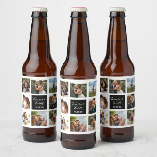 Rótulo Para Garrafa De Cerveja Colagem de fotos de casamento garrafa de cerveja b