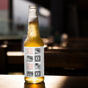 Rótulo Para Garrafa De Cerveja Colar XOXO de Cinzas e Foto do Casal e Pastel
