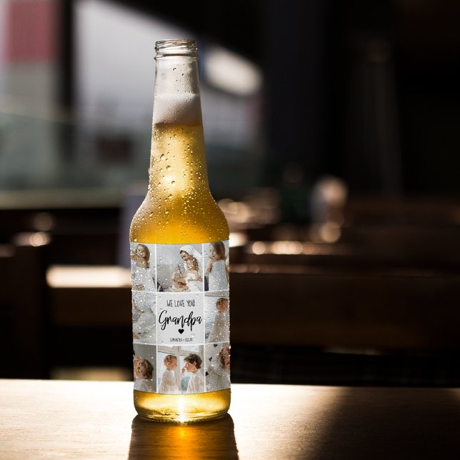 Rótulo Para Garrafa De Cerveja Collage Photo | Amo-Te, Avô, Presente (Criador carregado)