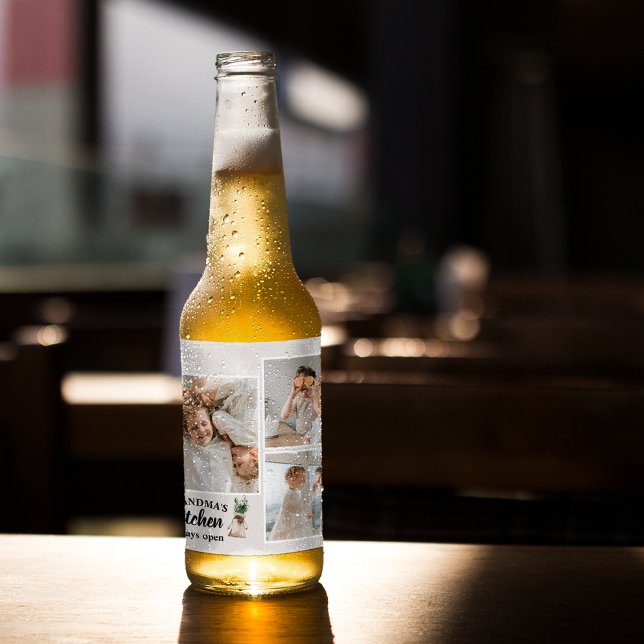 Rótulo Para Garrafa De Cerveja Collage Photo & Grandma Kitchen Está Sempre Aberta (Criador carregado)