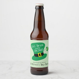 Rótulo Para Garrafa De Cerveja Coma, bebida e seja partido do dia de St Patrick