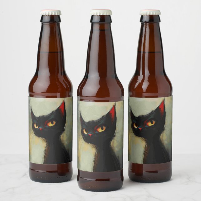 Rótulo Para Garrafa De Cerveja Conhecendo o Gato Ninja Preto (Garrafas)