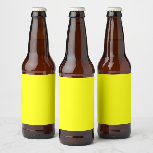 Rótulo Para Garrafa De Cerveja Cor Sólida Neon Amarelo | Clássico (Garrafas)