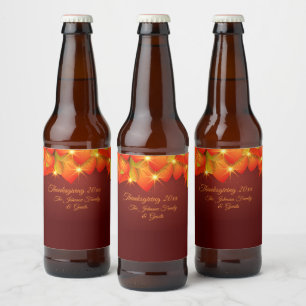 Rótulo Para Garrafa De Cerveja Correspondência Ação de Graças Laranja Nome An