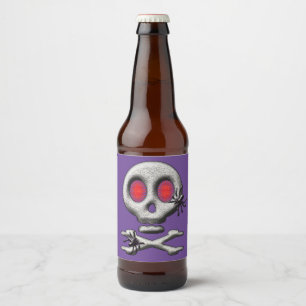Rótulo Para Garrafa De Cerveja Crânio Assustador Clássico do Halloween Aranhas Si