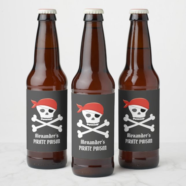 Rótulo Para Garrafa De Cerveja Crânio Divertido Crossbones Pirata Veneno Personal (Garrafas)