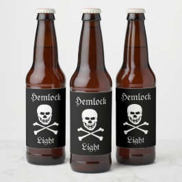 Rótulo Para Garrafa De Cerveja Crânio e Crossbones Festa de Halloween Light Hemlo