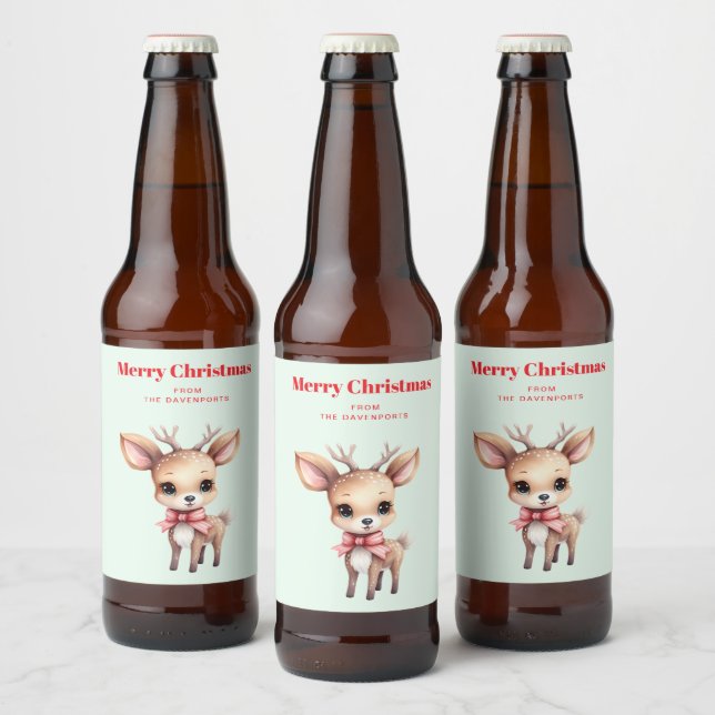 Rótulo Para Garrafa De Cerveja Cute Baby Deer Cartoon Illustration (Garrafas)