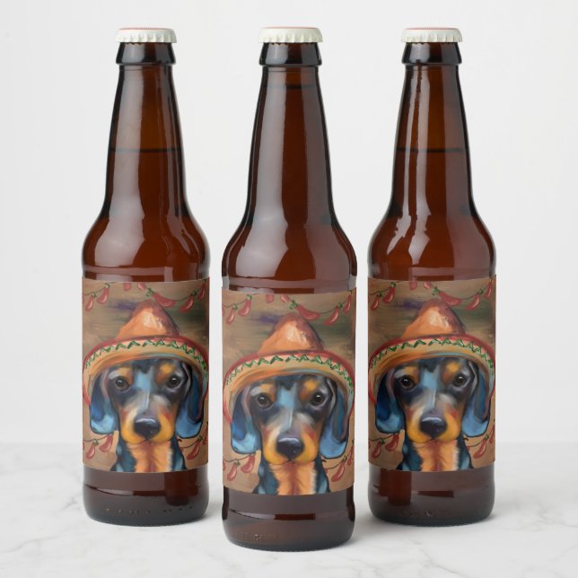 Rótulo Para Garrafa De Cerveja Dachshund Cinco de Mayo (Garrafas)