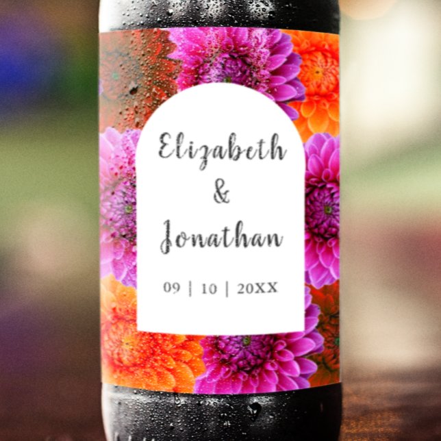 Rótulo Para Garrafa De Cerveja Dahlia Autumn Floral Wedding (Criador carregado)
