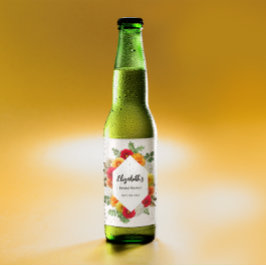 Rótulo Para Garrafa De Cerveja Dália Floral de Outono no Chá de Noiva