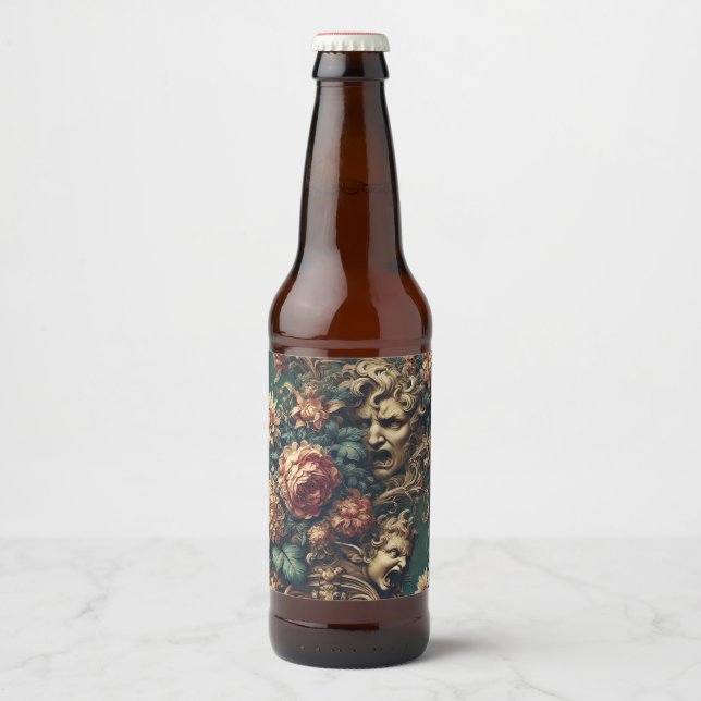Rótulo Para Garrafa De Cerveja Decadência Derangada - Floral Vitoriano Gótico (Frente)