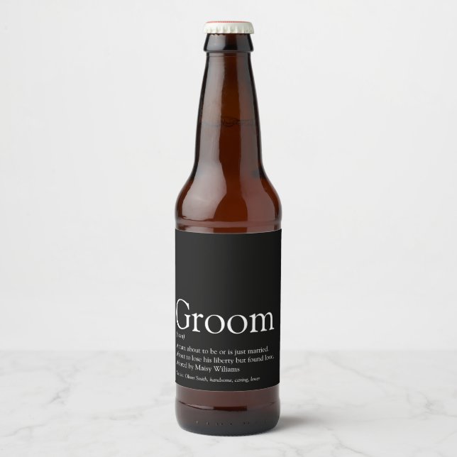 Rótulo Para Garrafa De Cerveja Definição de noivo, Festa de solteiro, Casamento (Frente)