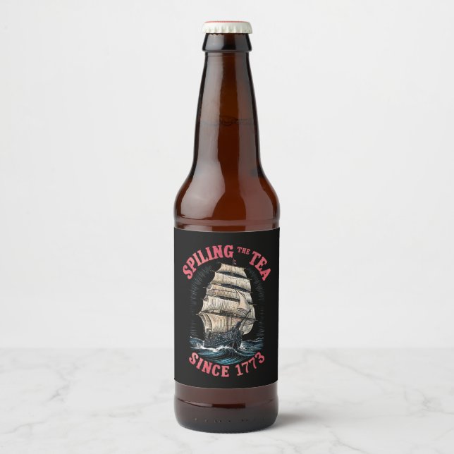 Rótulo Para Garrafa De Cerveja Derramando o Chá Desde 1773 4 de Julho (Frente)