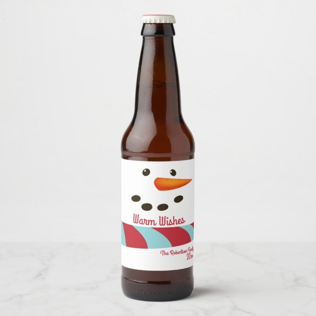 Rótulo Para Garrafa De Cerveja Desejos Quentes, Feriado de Neve (Frente)