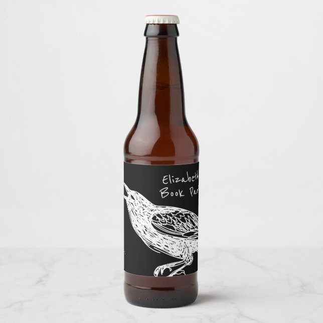 Rótulo Para Garrafa De Cerveja Desenhado À Mão, Raven (Frente)