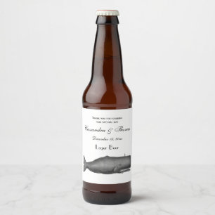 Rótulo Para Garrafa De Cerveja Desenho de Baleia Vintage do Século XIX N