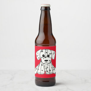 Rótulo Para Garrafa De Cerveja Desenho simples de um cão dalmata de pelúcia em pr