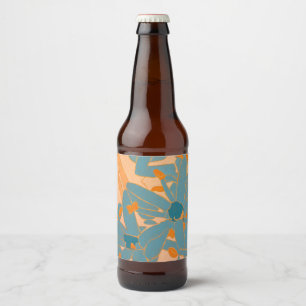 Rótulo Para Garrafa De Cerveja Design de Folha Contemporâneo em Pêssego