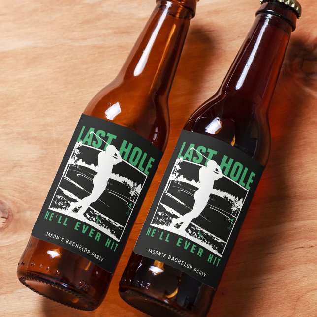 Rótulo Para Garrafa De Cerveja Despedida de Solteiro de Golfe Divertida Última Ta (Golf Bachelor Party Funny Last Hole He'll Ever Hit Beer Bottle Label
)