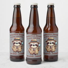 Rótulo Para Garrafa De Cerveja "Detetive Sloth" Sloth Private Eye