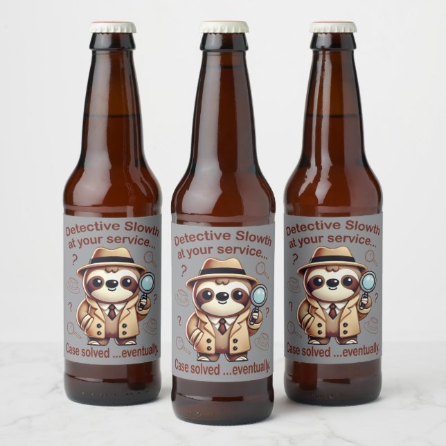 Rótulo Para Garrafa De Cerveja "Detetive Sloth" Sloth Private Eye (Garrafas)