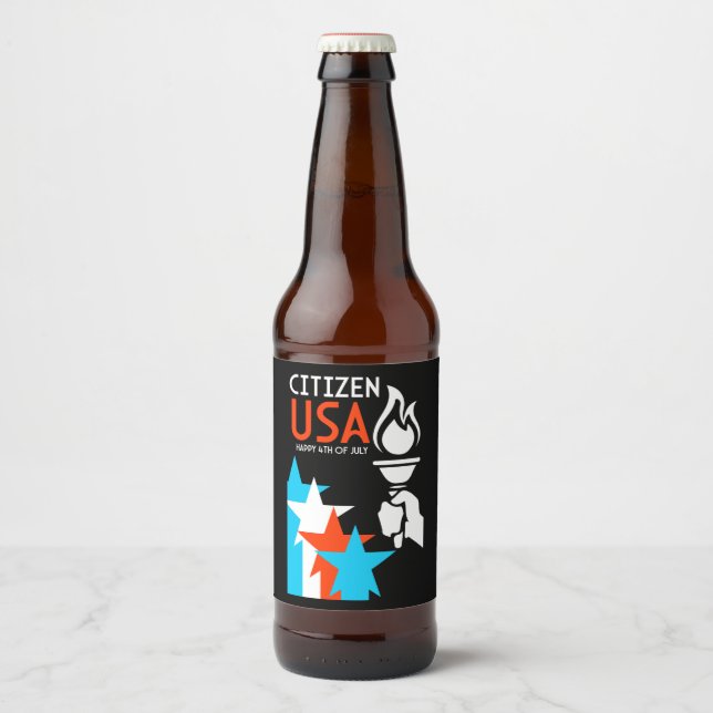 Rótulo Para Garrafa De Cerveja Dia da Independência Americana (Frente)