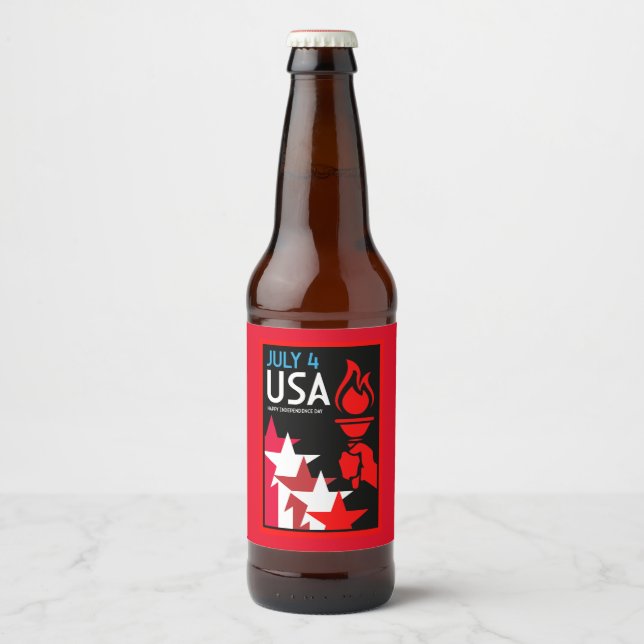 Rótulo Para Garrafa De Cerveja Dia da Independência Americana (Frente)