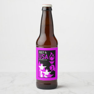 Rótulo Para Garrafa De Cerveja Dia da Independência Americana