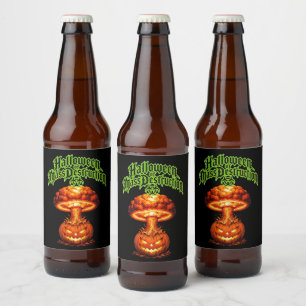 Rótulo Para Garrafa De Cerveja Dia das Bruxas da Destruição Nuclear Abóbora-Lante