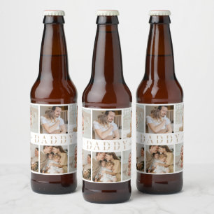 Rótulo Para Garrafa De Cerveja dia de os pais "Pai" Collage Kids Photos Beer Labe