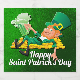 Rótulo Para Garrafa De Cerveja Dia de São Patrício Leprechaun