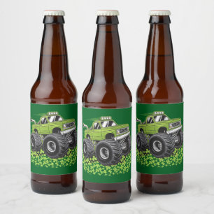 Rótulo Para Garrafa De Cerveja Dia de São Patrício Meninos Caminhão Monstro Sortu