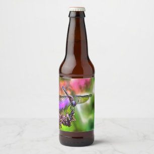 Rótulo Para Garrafa De Cerveja Dragonfly em pintura realística verde e azul