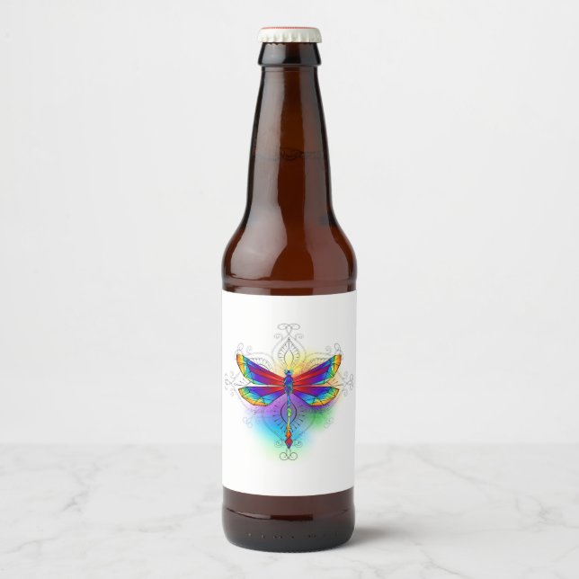 Rótulo Para Garrafa De Cerveja Dragonfly Poligonal (Frente)