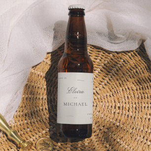 Rótulo Para Garrafa De Cerveja Editorial de Monograma Minimalista para Casamento
