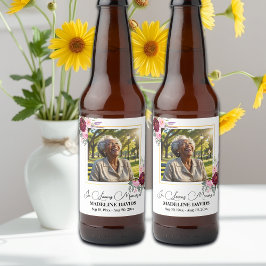Rótulo Para Garrafa De Cerveja Elegant Peonies Photo Funeral