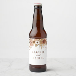 Rótulo Para Garrafa De Cerveja Elegante Casamento Floral Boho 